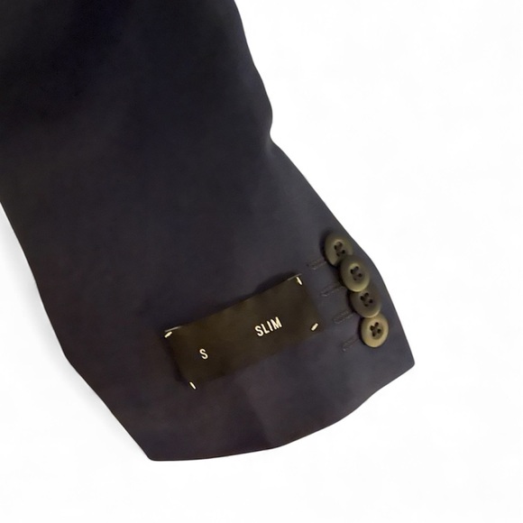 Express Men's Suit Over Coat/Jacket Blazer Double-Breasted Dark Blue Slim Sz S/P - Picture 13 of 14